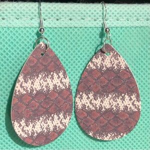 Animal Print Faux Leather Teardrop Earrings